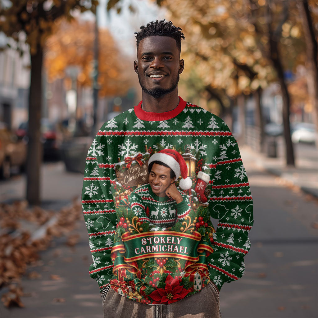 Stokely Carmichael Black Power Christmas Sweatshirt Retro Ugly Christmas Pattern Civil Rights Leader Pan African
