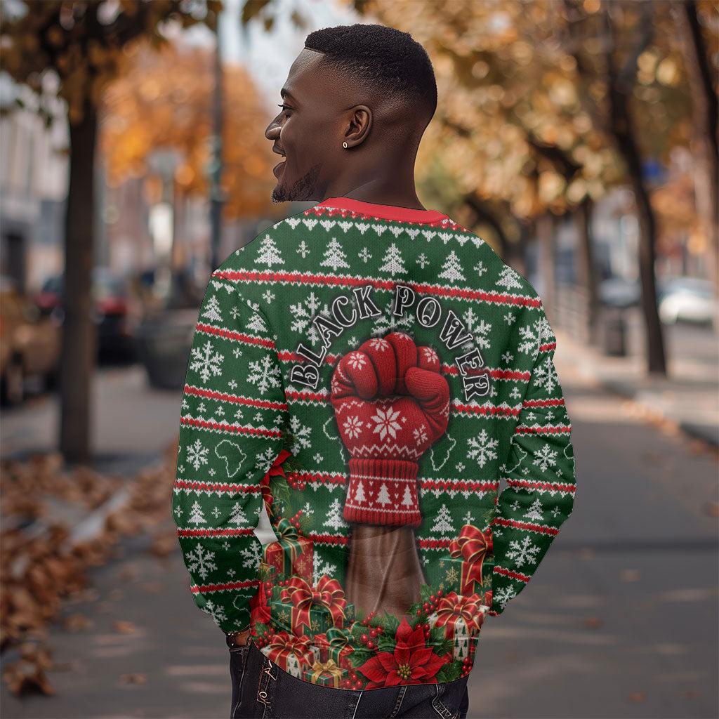 Stokely Carmichael Black Power Christmas Sweatshirt Retro Ugly Christmas Pattern Civil Rights Leader Pan African
