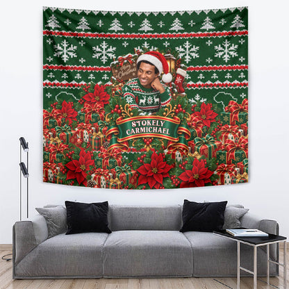 Stokely Carmichael Black Power Christmas Tapestry Retro Ugly Christmas Pattern Civil Rights Leader Pan African