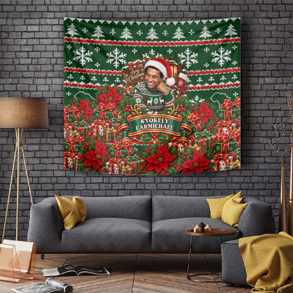 Stokely Carmichael Black Power Christmas Tapestry Retro Ugly Christmas Pattern Civil Rights Leader Pan African