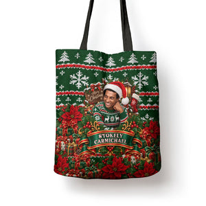 Stokely Carmichael Black Power Christmas Tote Bag Retro Ugly Christmas Pattern Civil Rights Leader Pan African