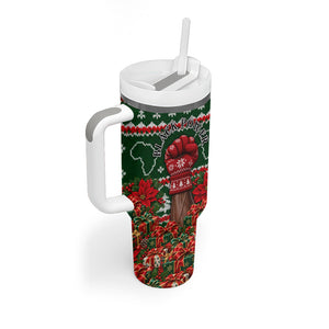 Stokely Carmichael Black Power Christmas Tumbler With Handle Retro Ugly Christmas Pattern Civil Rights Leader Pan African