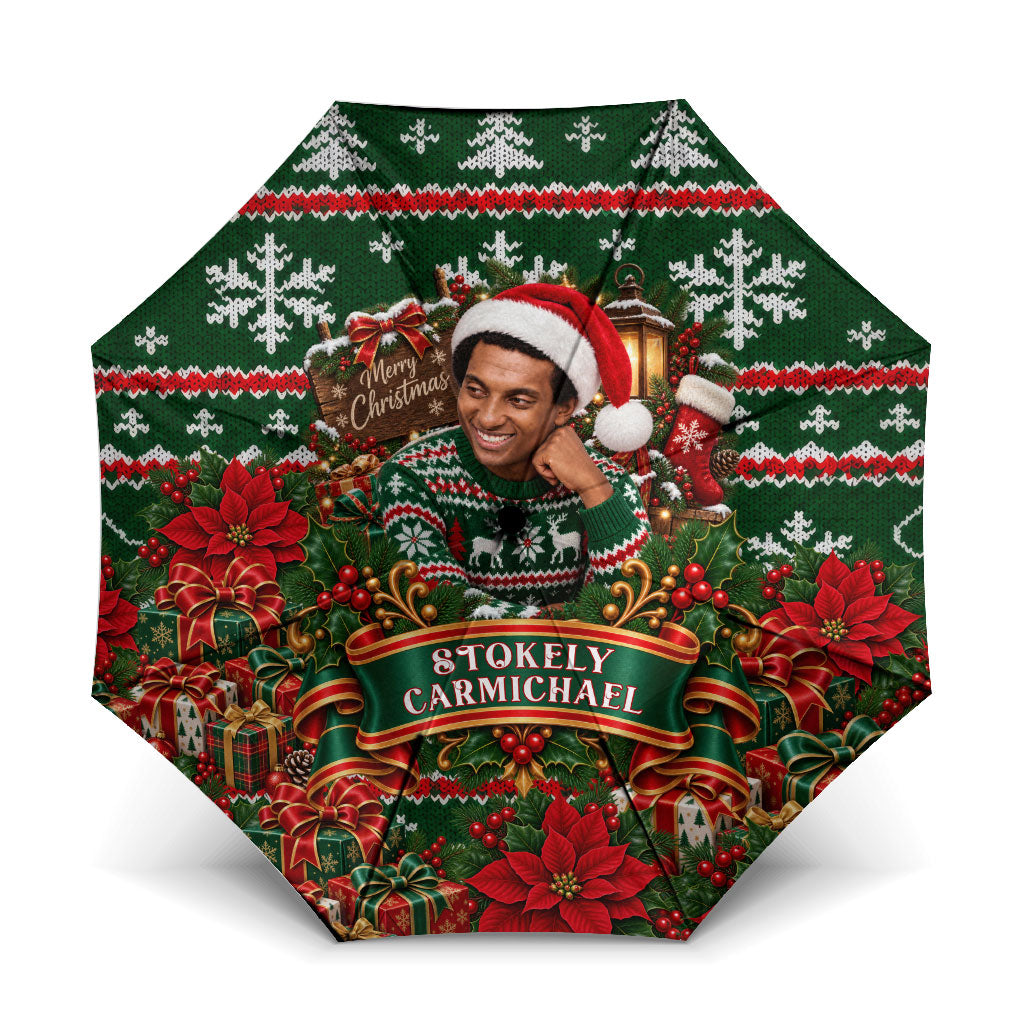 Stokely Carmichael Black Power Christmas Umbrella Retro Ugly Christmas Pattern Civil Rights Leader Pan African