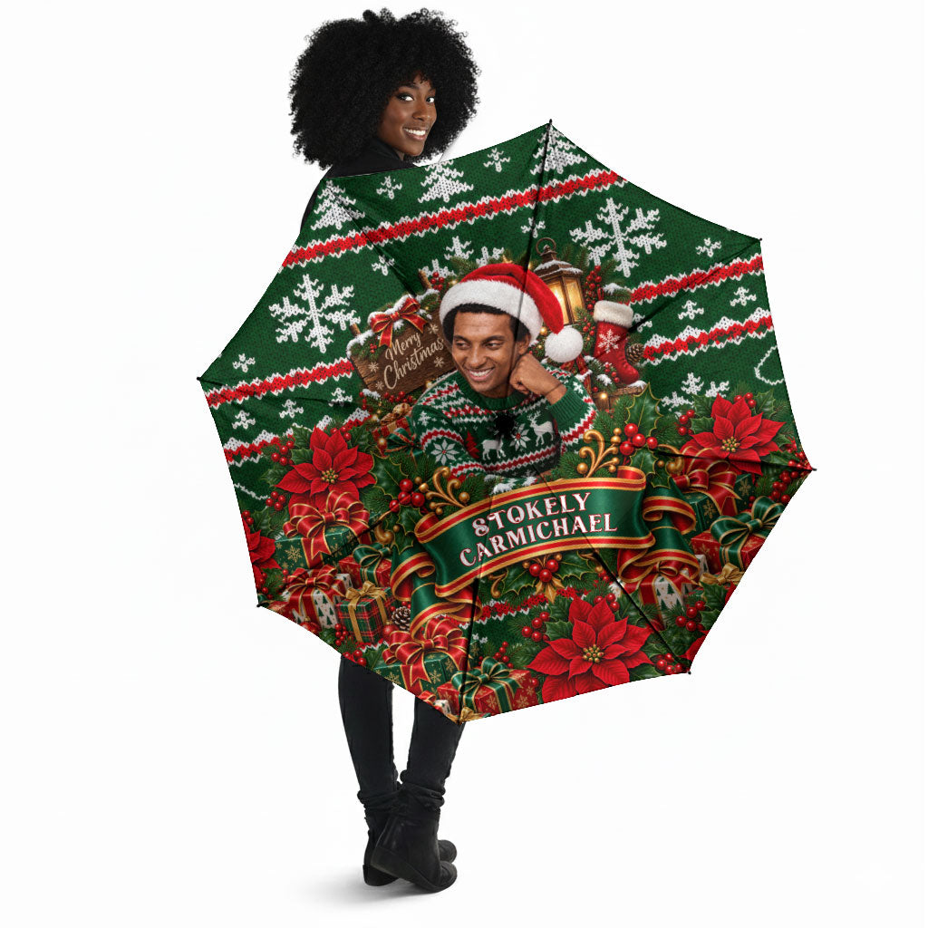 Stokely Carmichael Black Power Christmas Umbrella Retro Ugly Christmas Pattern Civil Rights Leader Pan African