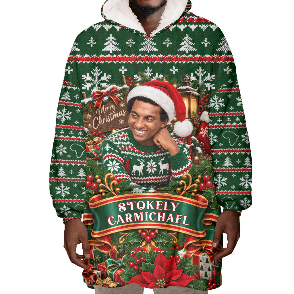 Stokely Carmichael Black Power Christmas Wearable Blanket Hoodie Retro Ugly Christmas Pattern Civil Rights Leader Pan African