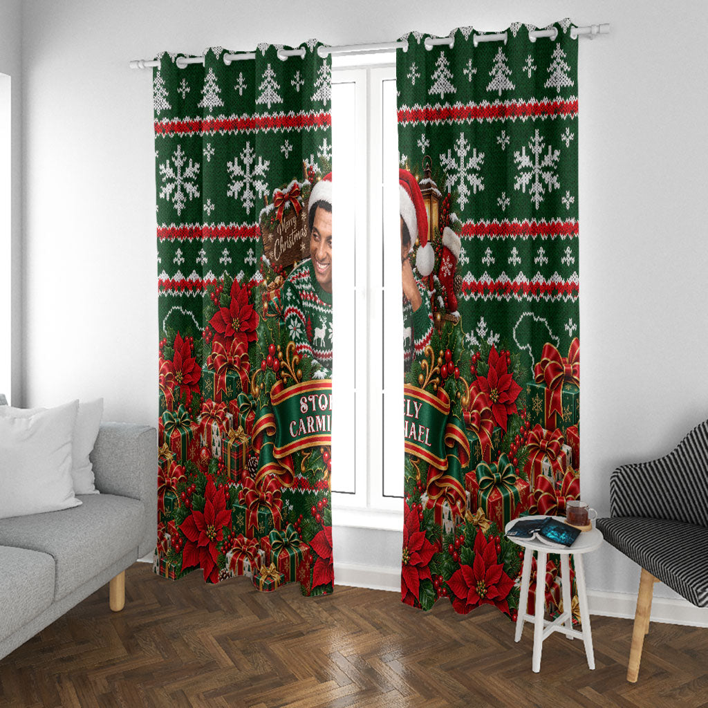 Stokely Carmichael Black Power Christmas Window Curtain Retro Ugly Christmas Pattern Civil Rights Leader Pan African