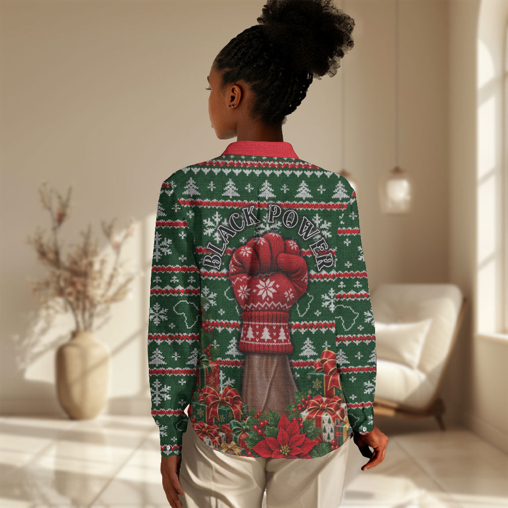 Stokely Carmichael Black Power Christmas Women Casual Shirt Retro Ugly Christmas Pattern Civil Rights Leader Pan African