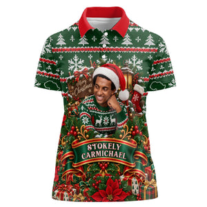 Stokely Carmichael Black Power Christmas Women Polo Shirt Retro Ugly Christmas Pattern Civil Rights Leader Pan African