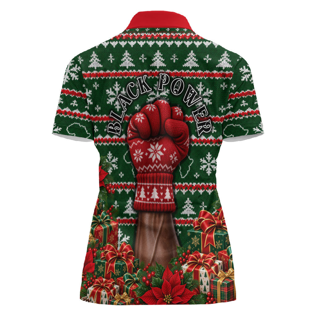 Stokely Carmichael Black Power Christmas Women Polo Shirt Retro Ugly Christmas Pattern Civil Rights Leader Pan African
