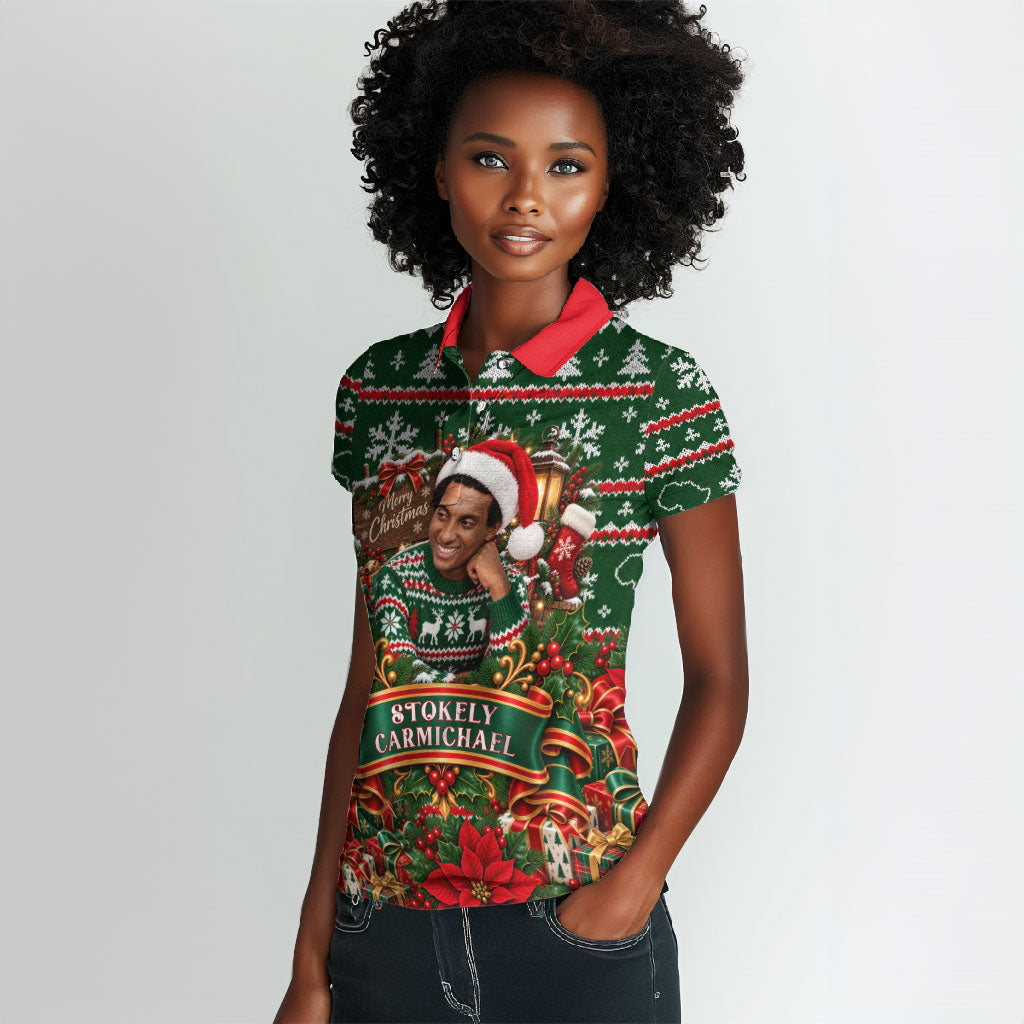 Stokely Carmichael Black Power Christmas Women Polo Shirt Retro Ugly Christmas Pattern Civil Rights Leader Pan African