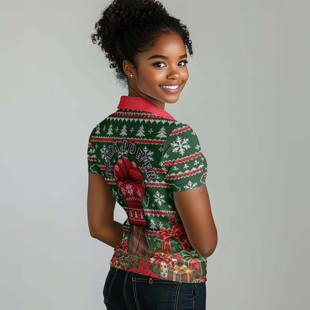 Stokely Carmichael Black Power Christmas Women Polo Shirt Retro Ugly Christmas Pattern Civil Rights Leader Pan African