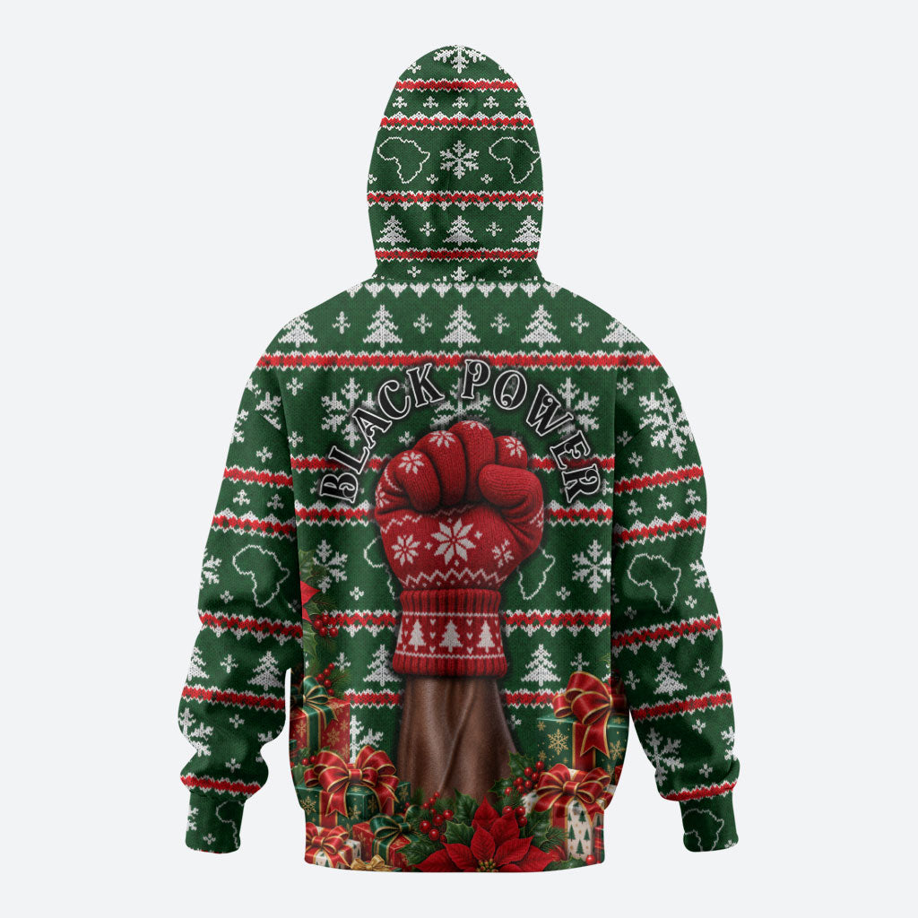 Stokely Carmichael Black Power Christmas Zip Hoodie Retro Ugly Christmas Pattern Civil Rights Leader Pan African