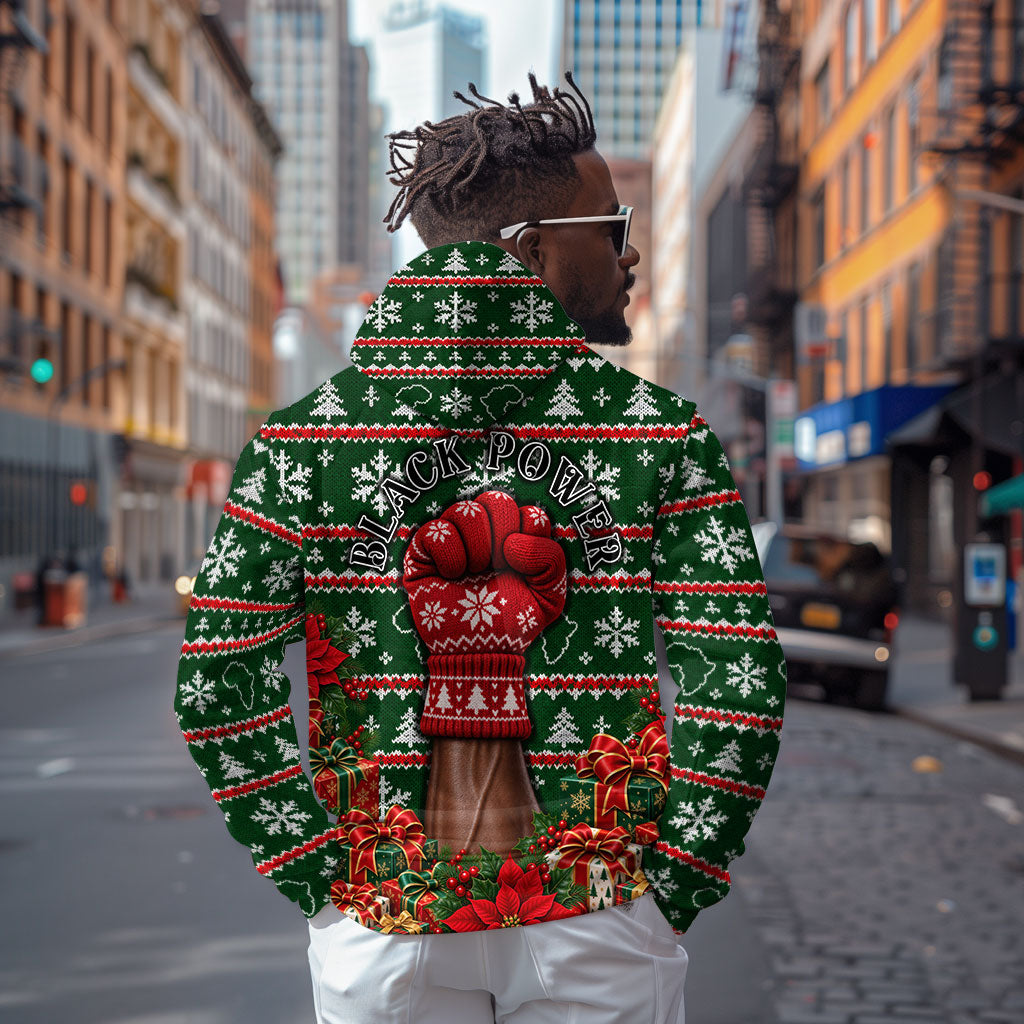 Stokely Carmichael Black Power Christmas Zip Hoodie Retro Ugly Christmas Pattern Civil Rights Leader Pan African