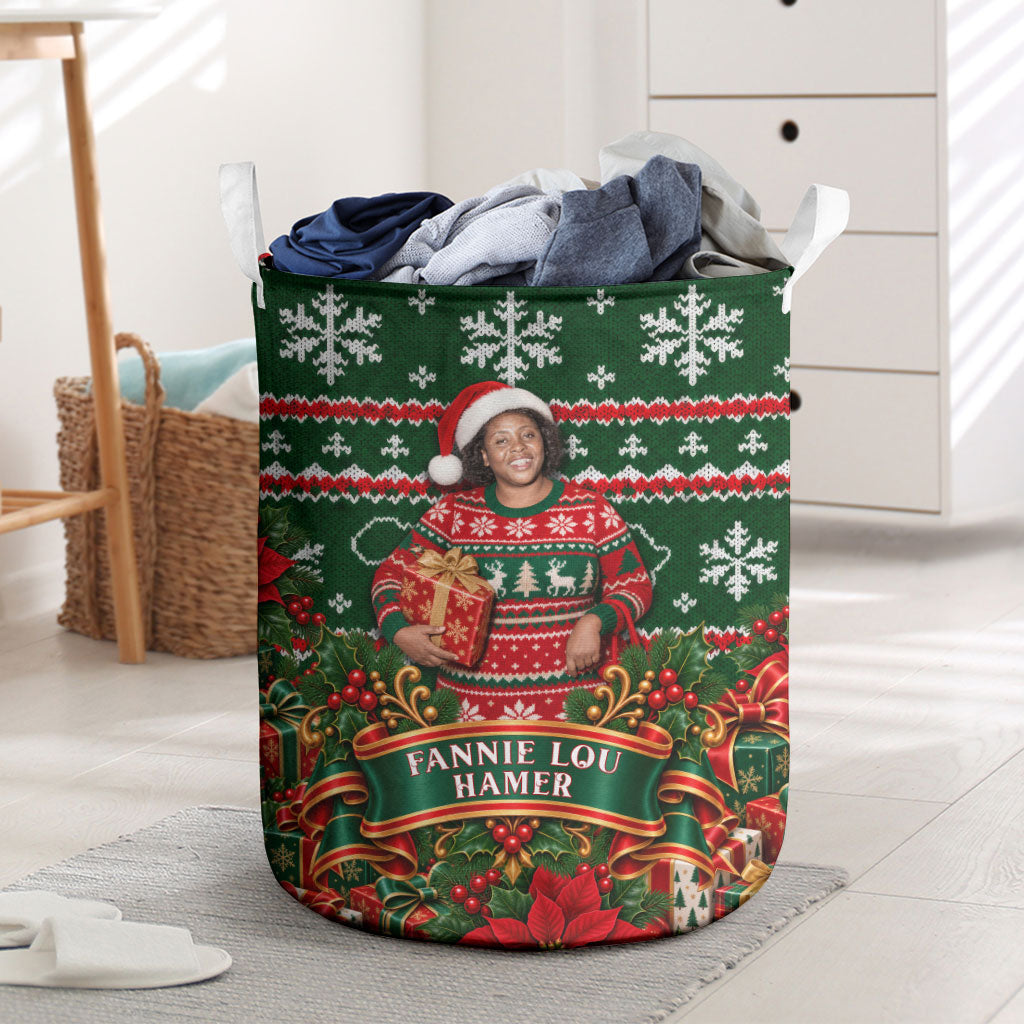 Fannie Lou Hamer Christmas Laundry Basket Retro Ugly Christmas Pattern Civil Rights Activist Pan African