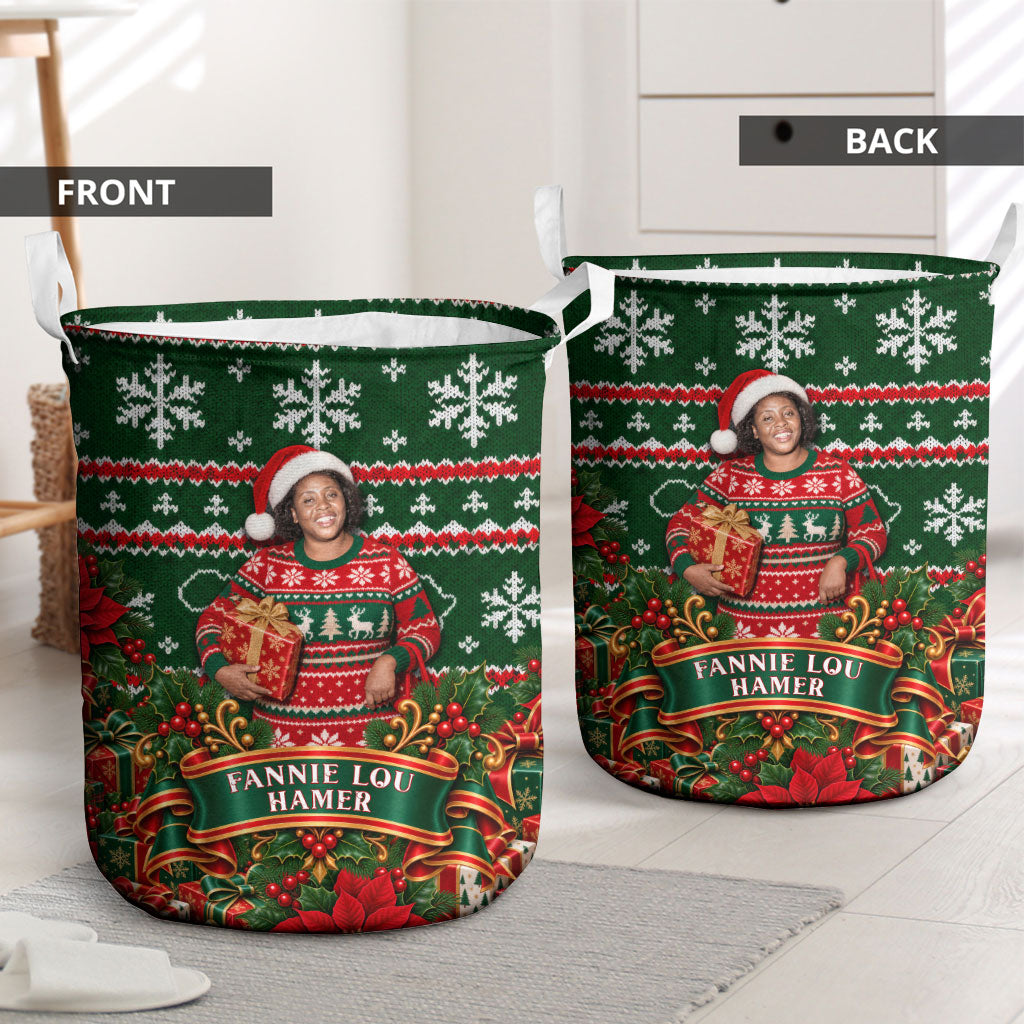 Fannie Lou Hamer Christmas Laundry Basket Retro Ugly Christmas Pattern Civil Rights Activist Pan African