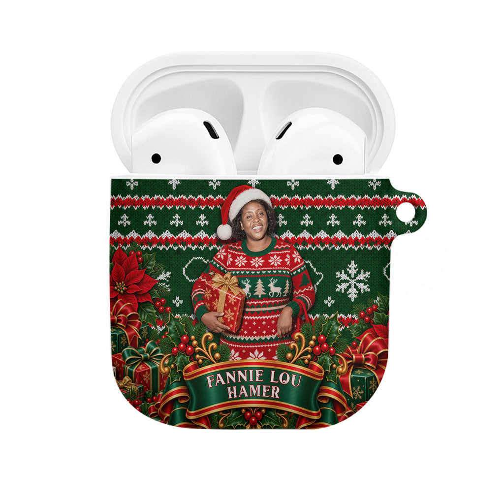 Fannie Lou Hamer Christmas AirPods Case Retro Ugly Christmas Pattern Civil Rights Activist Pan African