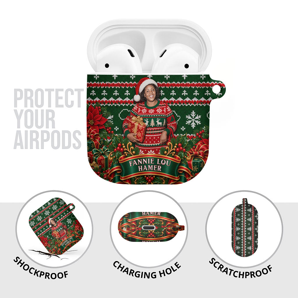 Fannie Lou Hamer Christmas AirPods Case Retro Ugly Christmas Pattern Civil Rights Activist Pan African
