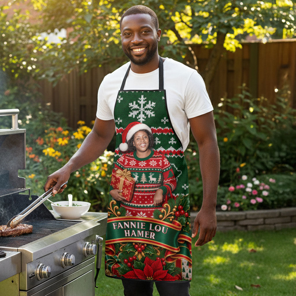 Fannie Lou Hamer Christmas Apron Retro Ugly Christmas Pattern Civil Rights Activist Pan African