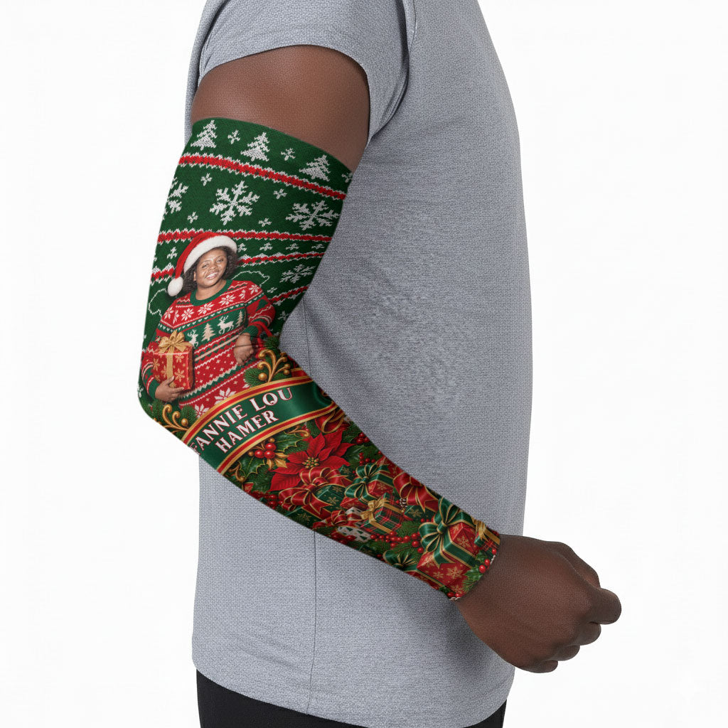 Fannie Lou Hamer Christmas Arm Sleeves Retro Ugly Christmas Pattern Civil Rights Activist Pan African