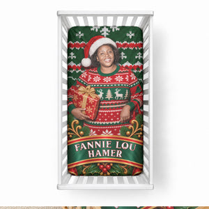 Fannie Lou Hamer Christmas Baby Bed Cover Retro Ugly Christmas Pattern Civil Rights Activist Pan African
