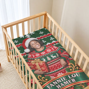 Fannie Lou Hamer Christmas Baby Bed Cover Retro Ugly Christmas Pattern Civil Rights Activist Pan African