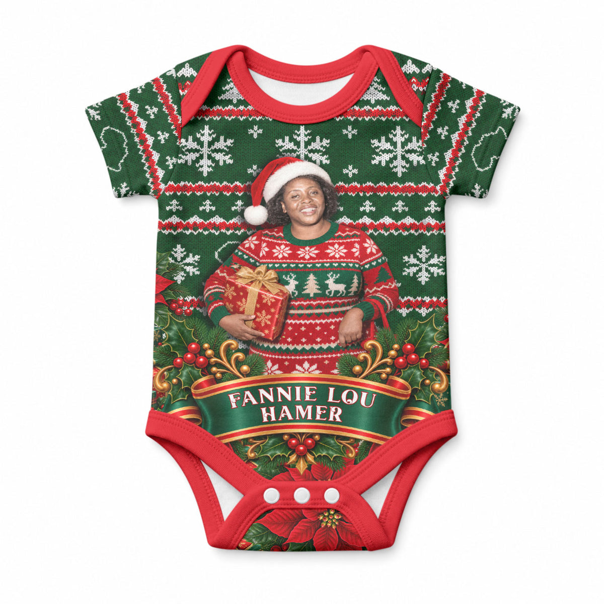 Fannie Lou Hamer Christmas Baby Onesie Retro Ugly Christmas Pattern Civil Rights Activist Pan African
