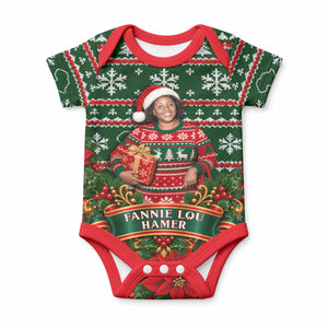 Fannie Lou Hamer Christmas Baby Onesie Retro Ugly Christmas Pattern Civil Rights Activist Pan African