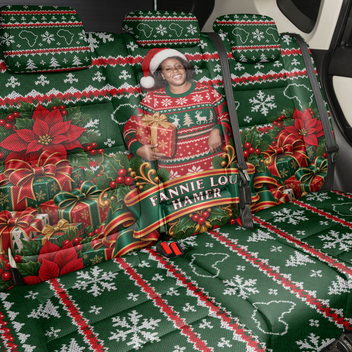 Fannie Lou Hamer Christmas Back Car Seat Cover Retro Ugly Christmas Pattern Civil Rights Activist Pan African