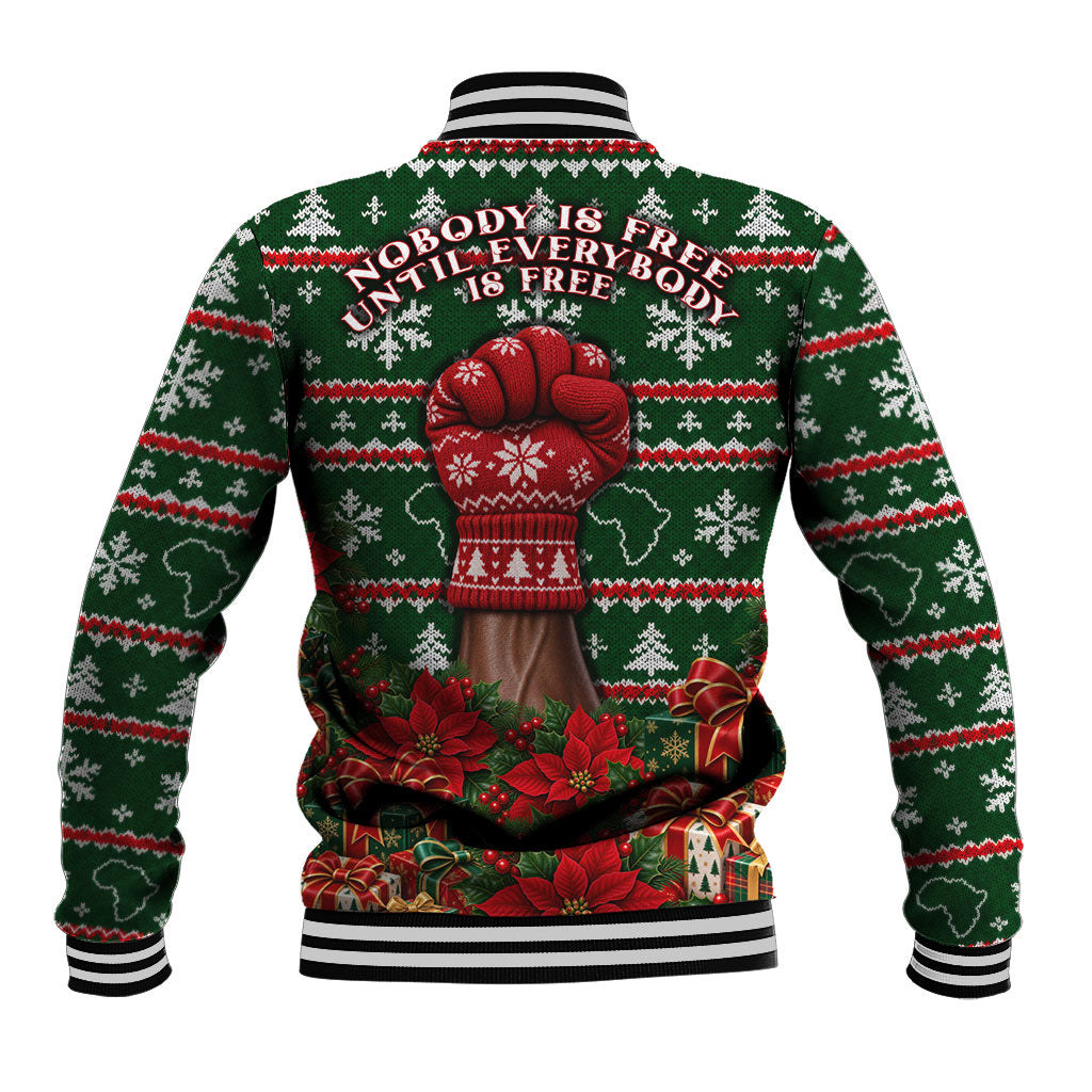 Fannie Lou Hamer Christmas Baseball Jacket Retro Ugly Christmas Pattern Civil Rights Activist Pan African