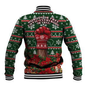 Fannie Lou Hamer Christmas Baseball Jacket Retro Ugly Christmas Pattern Civil Rights Activist Pan African