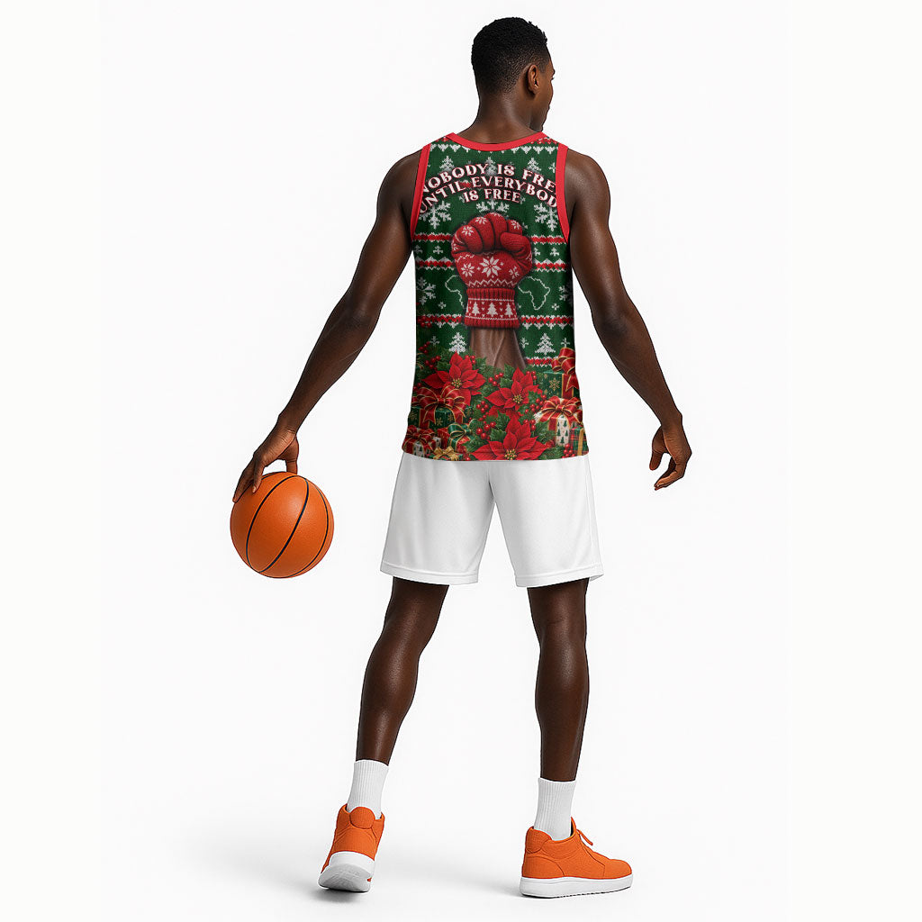 Fannie Lou Hamer Christmas Basketball Jersey Retro Ugly Christmas Pattern Civil Rights Activist Pan African