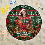 Fannie Lou Hamer Christmas Beach Blanket Retro Ugly Christmas Pattern Civil Rights Activist Pan African
