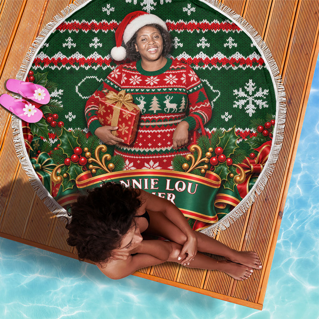 Fannie Lou Hamer Christmas Beach Blanket Retro Ugly Christmas Pattern Civil Rights Activist Pan African