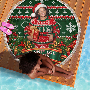 Fannie Lou Hamer Christmas Beach Blanket Retro Ugly Christmas Pattern Civil Rights Activist Pan African