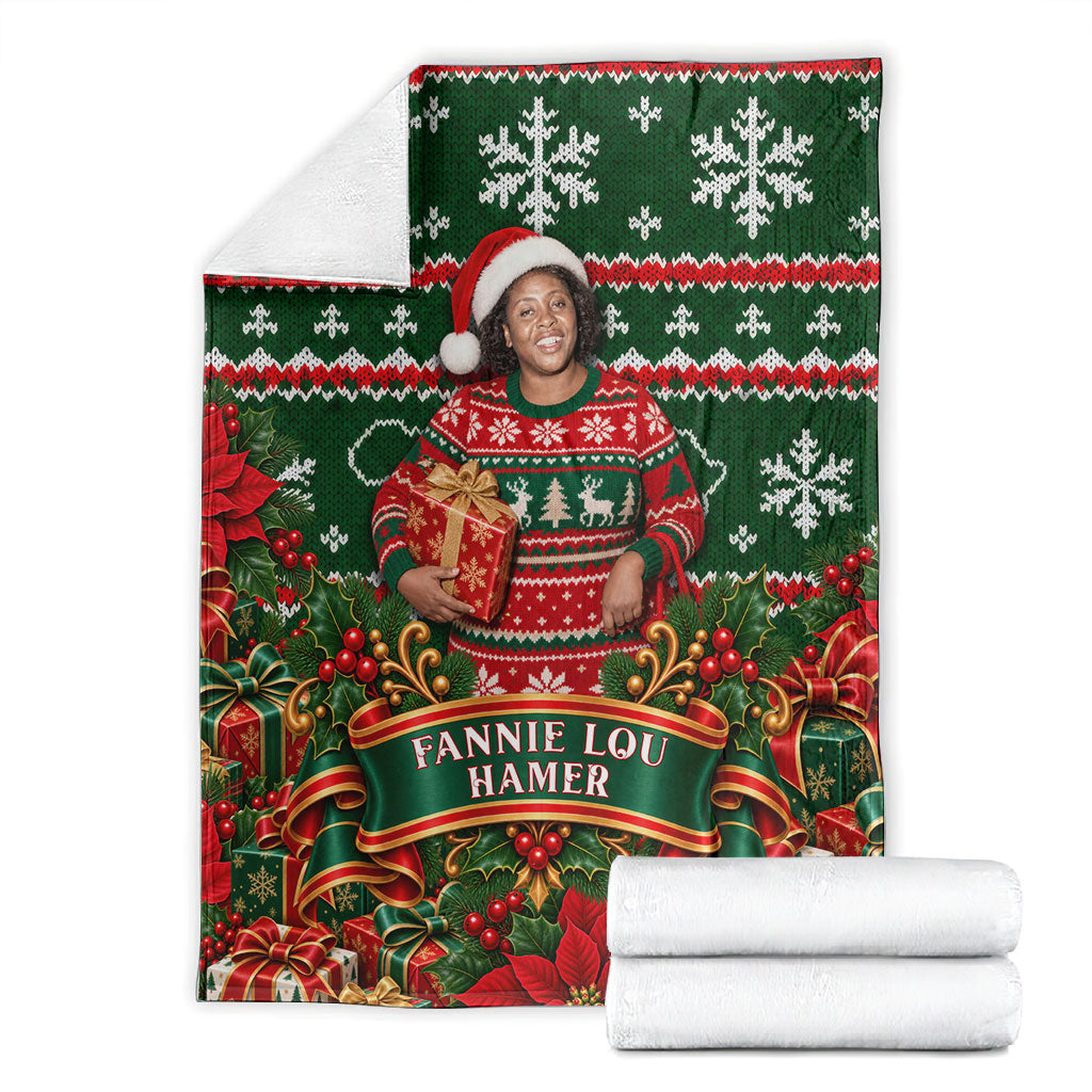 Fannie Lou Hamer Christmas Blanket Retro Ugly Christmas Pattern Civil Rights Activist Pan African