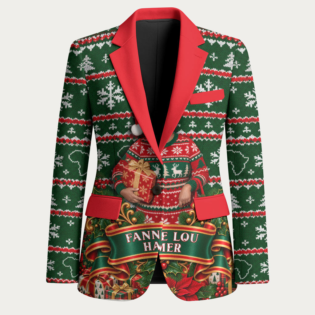 Fannie Lou Hamer Christmas Blazer Retro Ugly Christmas Pattern Civil Rights Activist Pan African