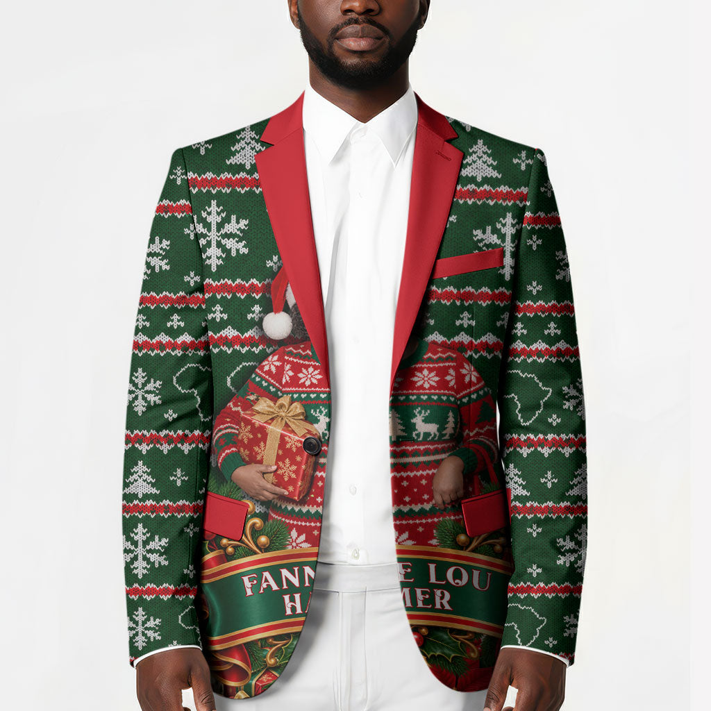 Fannie Lou Hamer Christmas Blazer Retro Ugly Christmas Pattern Civil Rights Activist Pan African