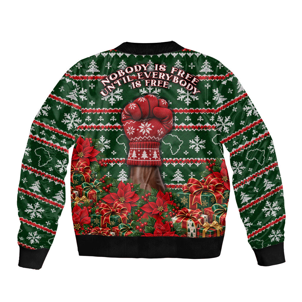 Fannie Lou Hamer Christmas Bomber Jacket Retro Ugly Christmas Pattern Civil Rights Activist Pan African