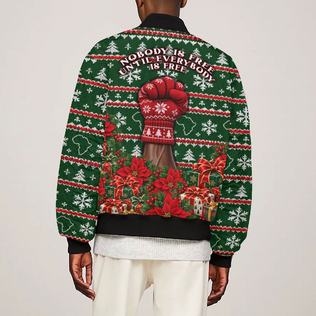Fannie Lou Hamer Christmas Bomber Jacket Retro Ugly Christmas Pattern Civil Rights Activist Pan African