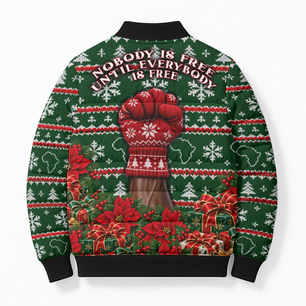 Fannie Lou Hamer Christmas Bomber Puffer Jacket Retro Ugly Christmas Pattern Civil Rights Activist Pan African
