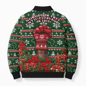 Fannie Lou Hamer Christmas Bomber Puffer Jacket Retro Ugly Christmas Pattern Civil Rights Activist Pan African