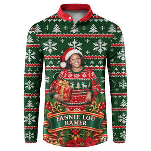 Fannie Lou Hamer Christmas Button Sweatshirt Retro Ugly Christmas Pattern Civil Rights Activist Pan African