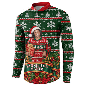 Fannie Lou Hamer Christmas Button Sweatshirt Retro Ugly Christmas Pattern Civil Rights Activist Pan African