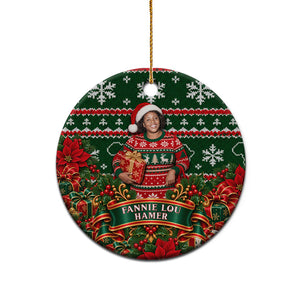 Fannie Lou Hamer Christmas Ceramic Ornament Retro Ugly Christmas Pattern Civil Rights Activist Pan African