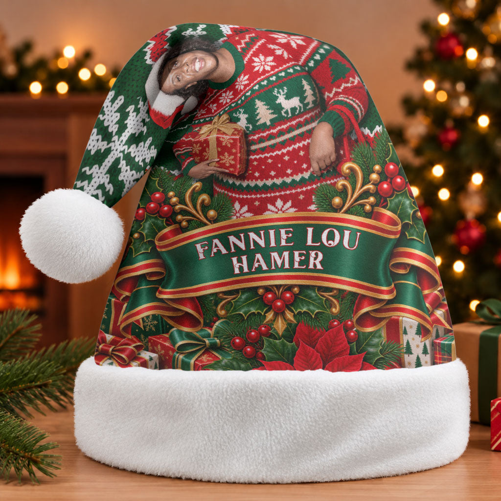 Fannie Lou Hamer Christmas Santa Hat Retro Ugly Christmas Pattern Civil Rights Activist Pan African