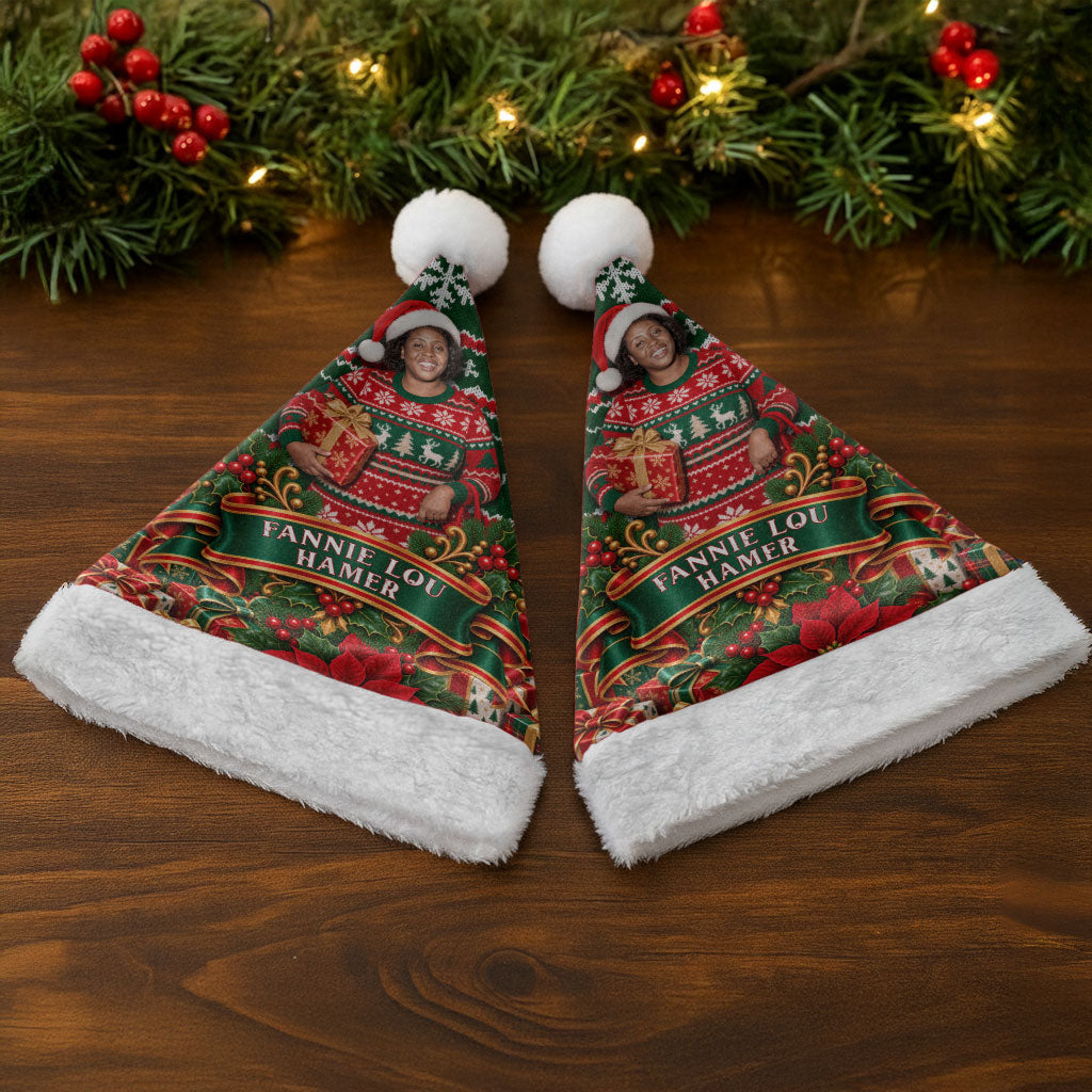 Fannie Lou Hamer Christmas Santa Hat Retro Ugly Christmas Pattern Civil Rights Activist Pan African