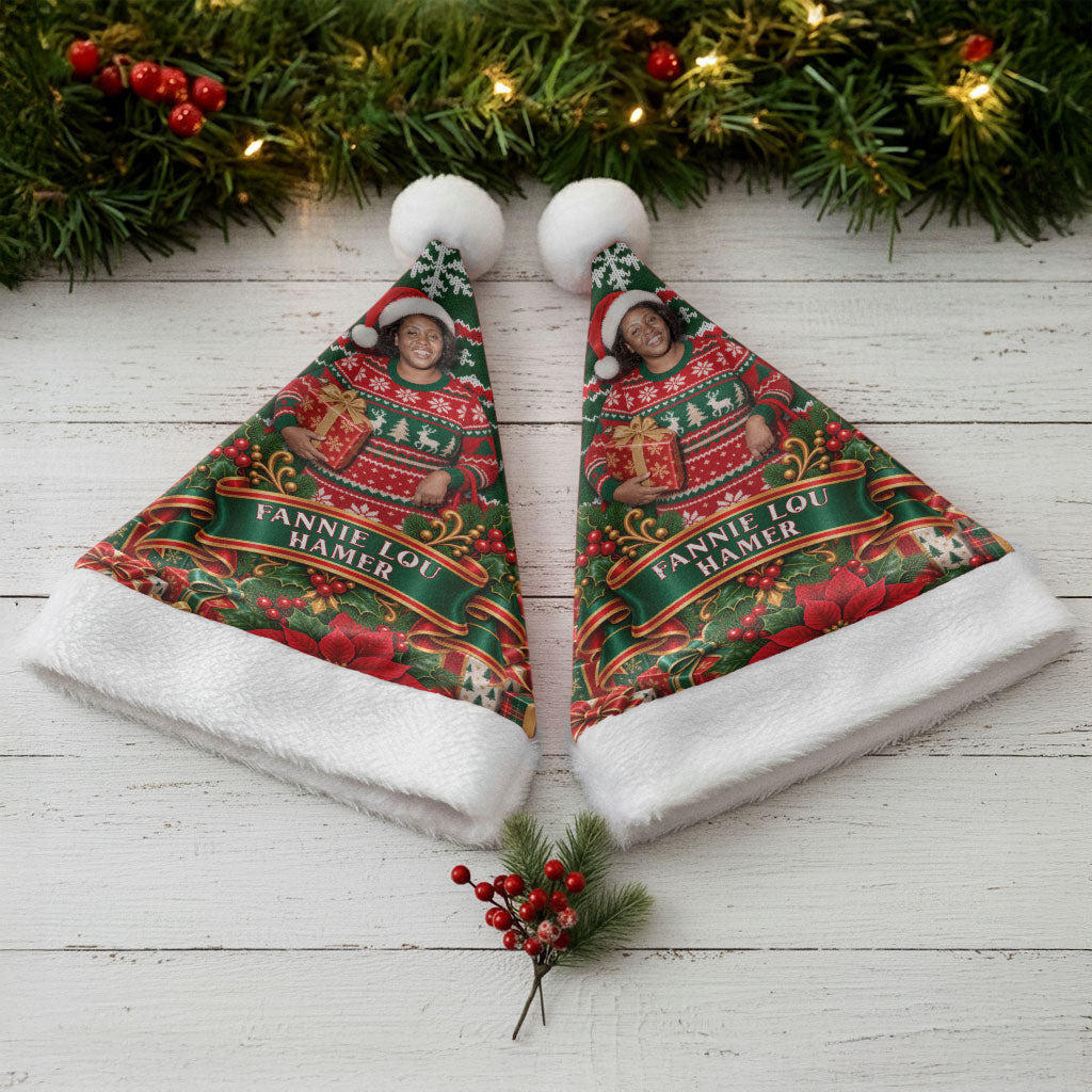 Fannie Lou Hamer Christmas Santa Hat Retro Ugly Christmas Pattern Civil Rights Activist Pan African