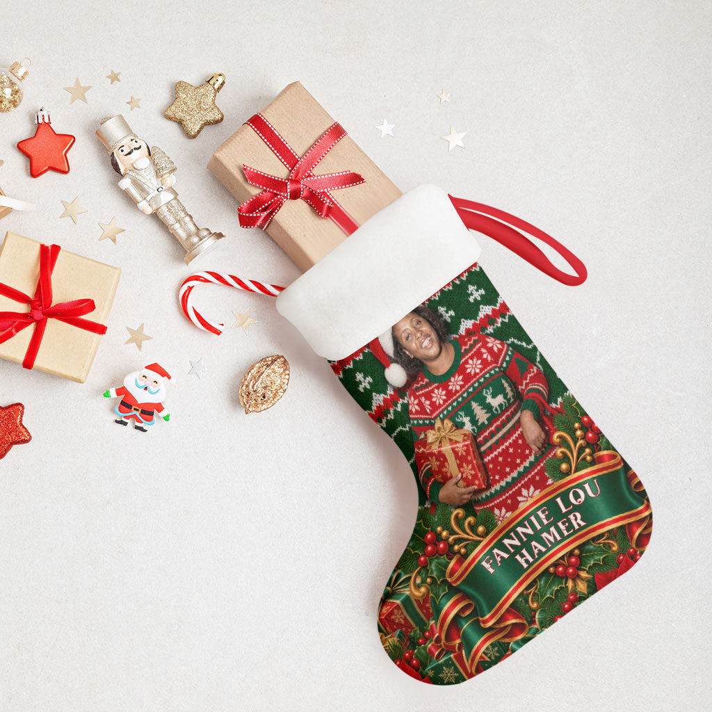 Fannie Lou Hamer Christmas Stocking Retro Ugly Christmas Pattern Civil Rights Activist Pan African
