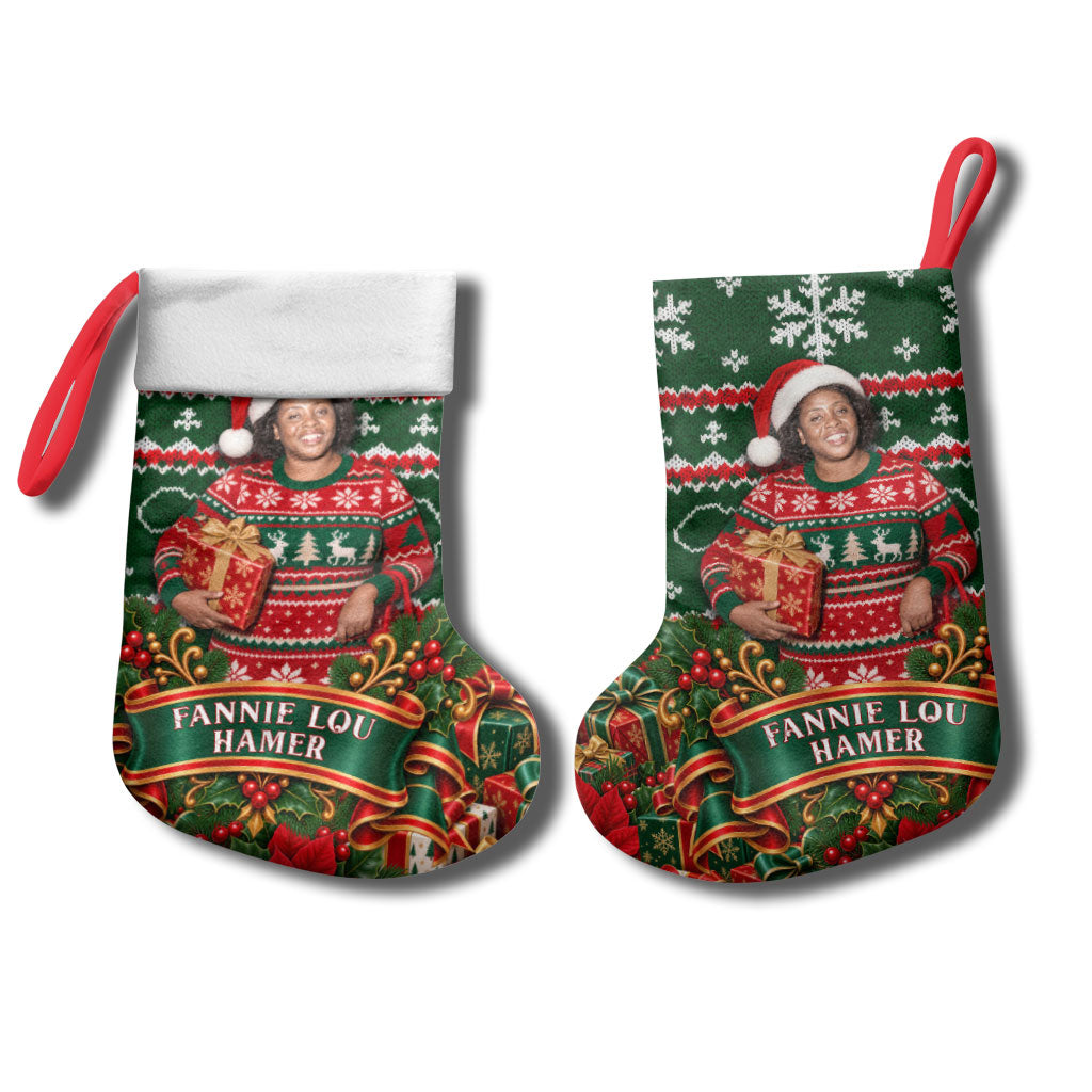 Fannie Lou Hamer Christmas Stocking Retro Ugly Christmas Pattern Civil Rights Activist Pan African
