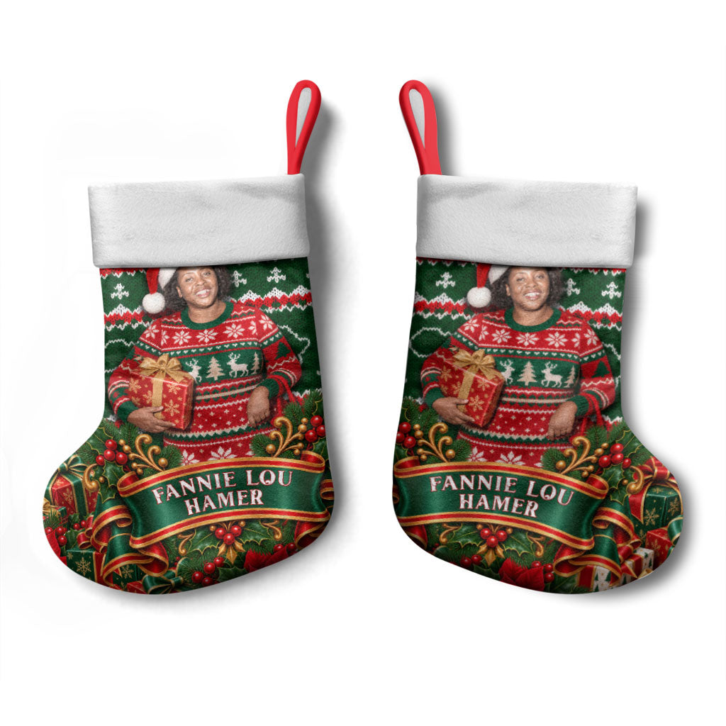 Fannie Lou Hamer Christmas Stocking Retro Ugly Christmas Pattern Civil Rights Activist Pan African